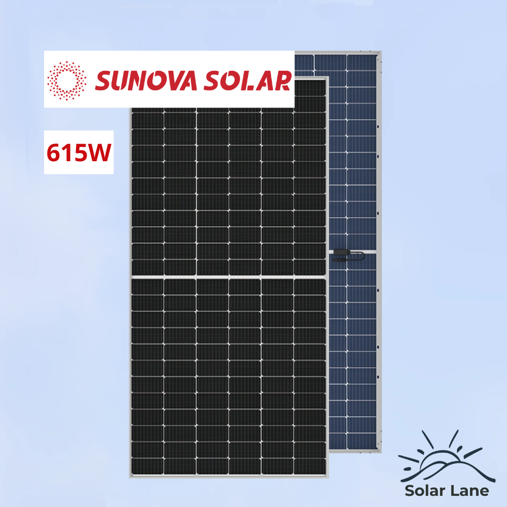 Sunova Solar 615W Bifacial Panel Container (R2.35/Watt)