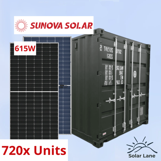 Sunova Solar 615W Bifacial Panel Container (R2.35/Watt)